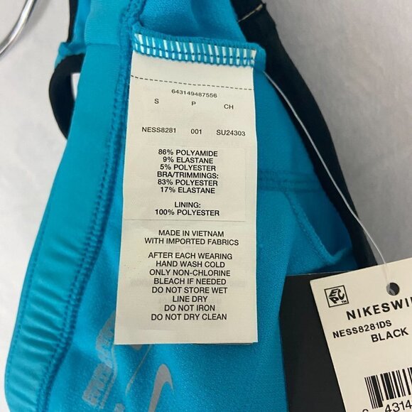 Nike Swim Women's / Girls Tankini Top Blue & Black Striped Size S/P Padded NWT - Picture 9 of 10